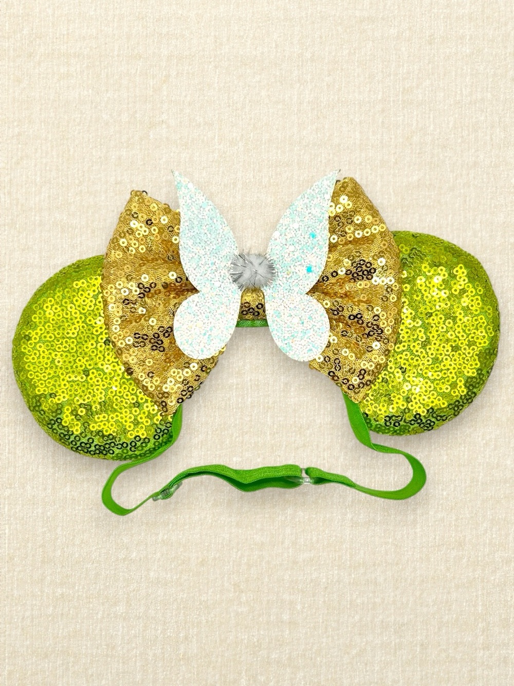 Elastic Tinker Bell Minnie Ears | Disney-Inspired Pixie Tinkerbell Mouse Ears